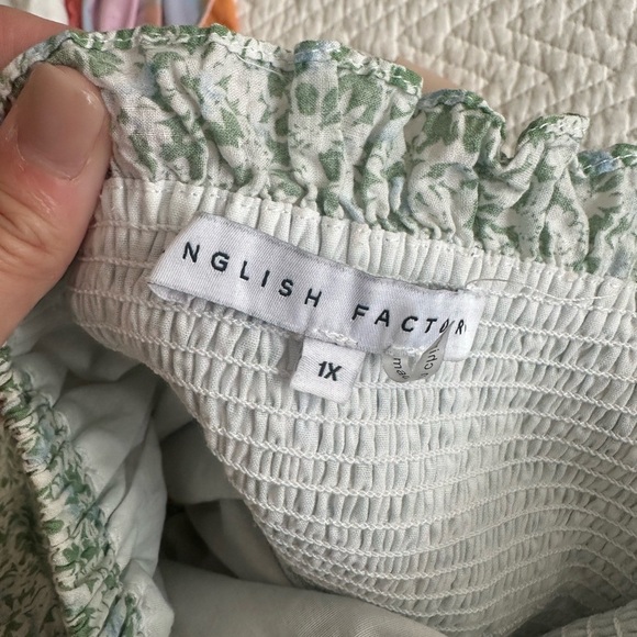 English Factory Plus Puff-Sleeve Smocked Tiered Dress size 1X cotton - Picture 6 of 8